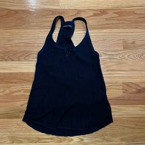 Abercrombie and Fitch Navy Blue Ribbed Racerback Henley Tank